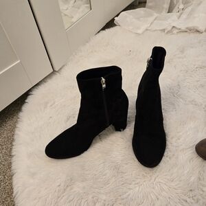 Black faux suede ankle boots